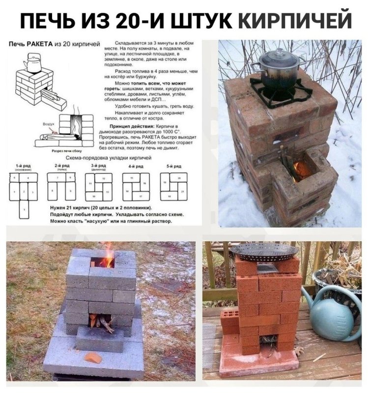 Ракетная печь из кирпича