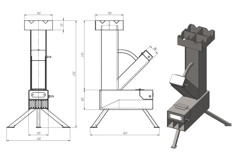 Ракетная печь Rocket Stove чертежи