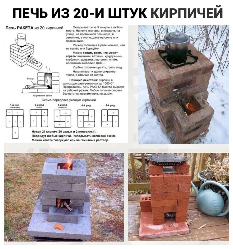 Ракетная печь из кирпича