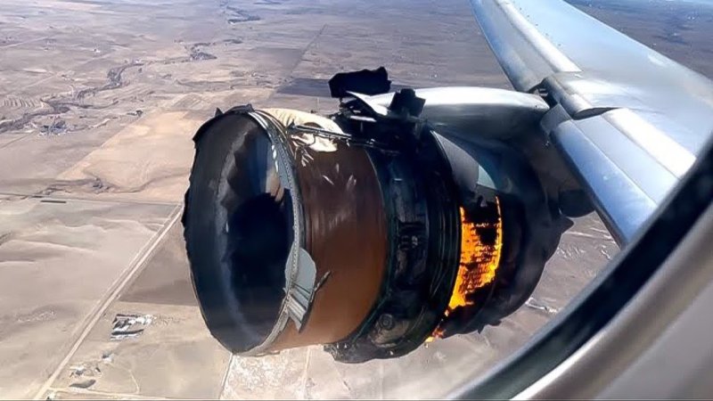 Boeing 777 загорелся двигатель