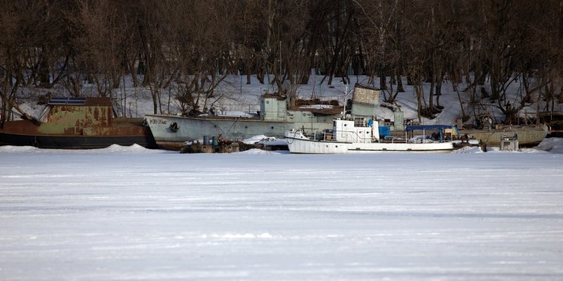 Технический флот на Химкинском водохранилище