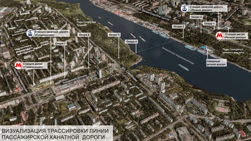 Канатная дорога метро Сходненская Речной вокзал