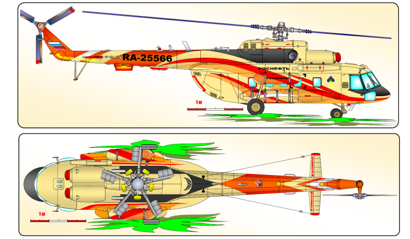 Чертеж вертолета ми-8