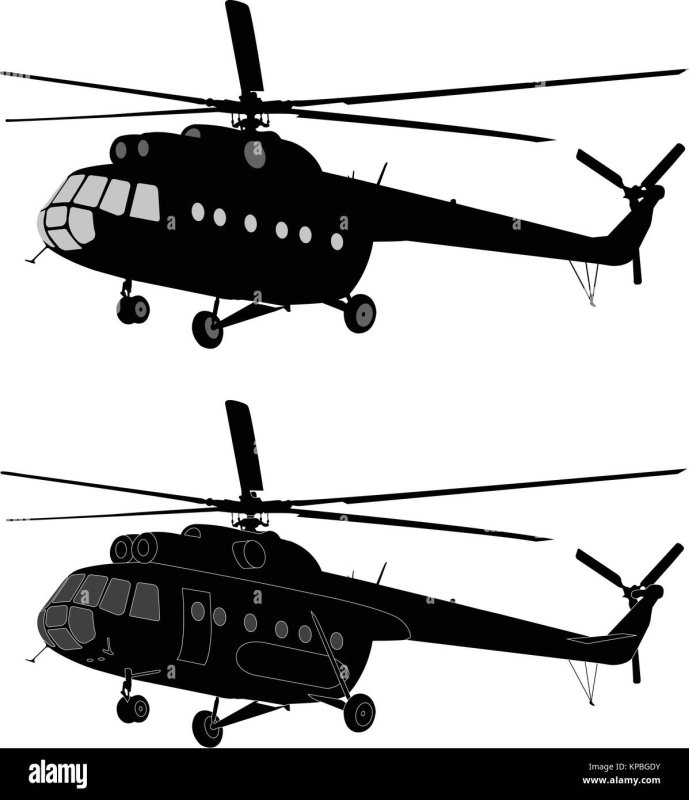 Силуэт вертолета ми-8