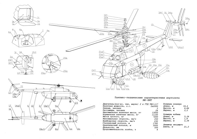 Компоновочная схема вертолета ми-8