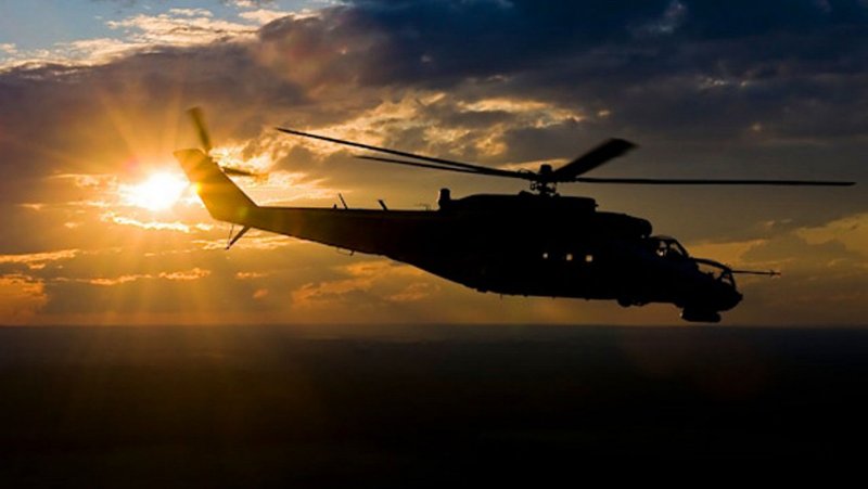 Вертолёт ми-24 в небе