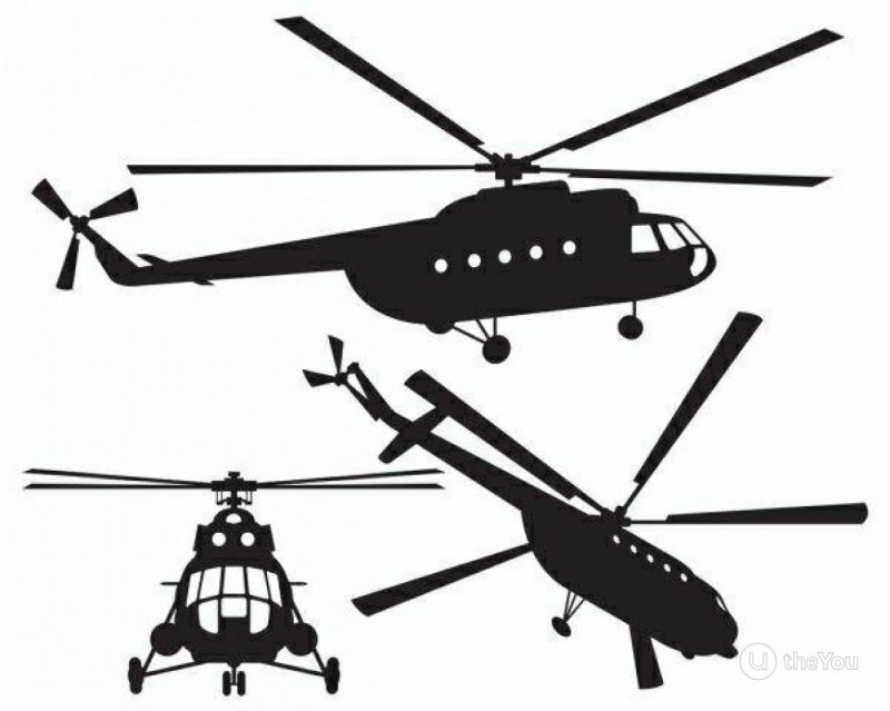 Силуэт вертолета ми-8