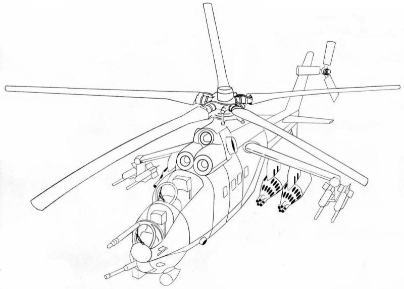 Ми-24 вертолёт рисунок сбоку