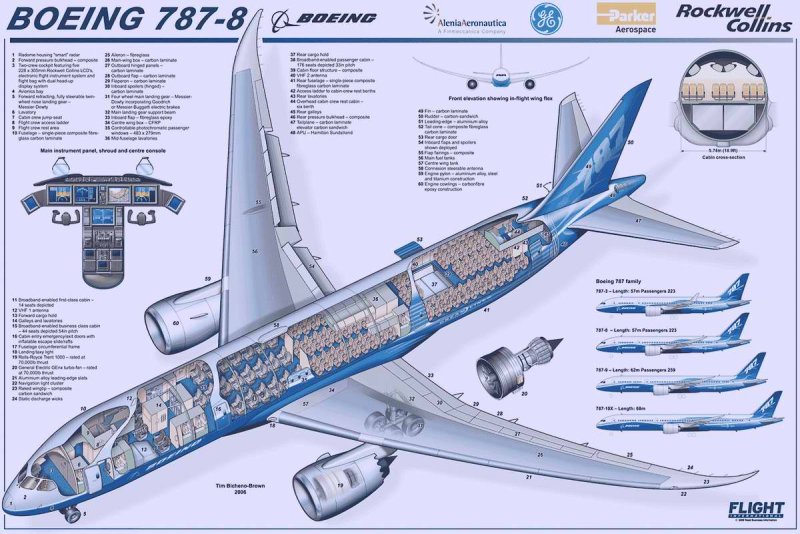 Boeing 787 Dreamliner салон схема