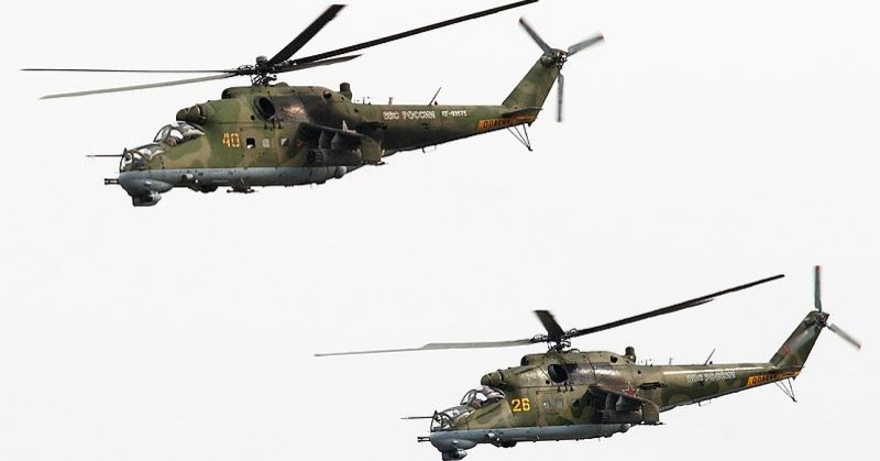 Ми-24 на белом фоне сбоку