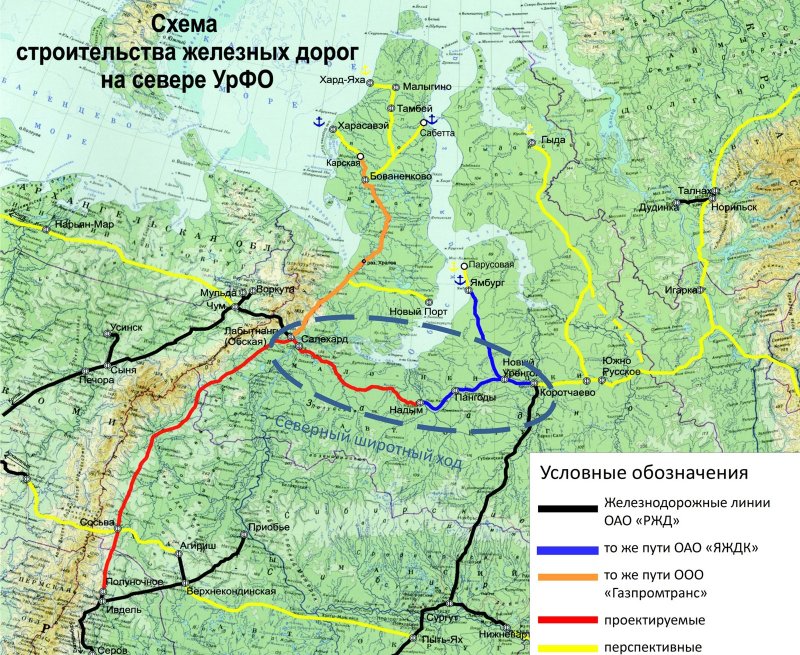 Железная дорога на Ямале на карте