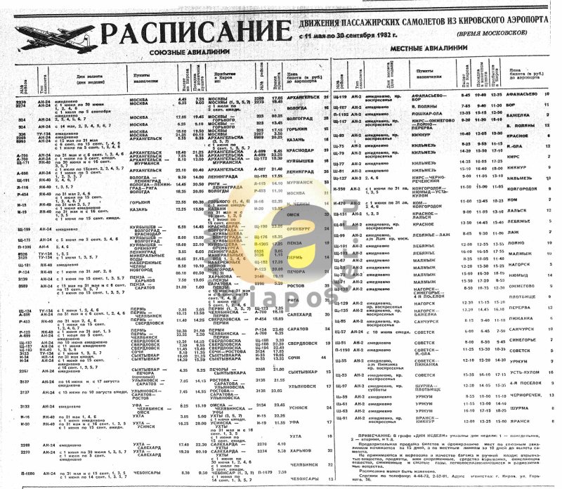 Расписание самолетов