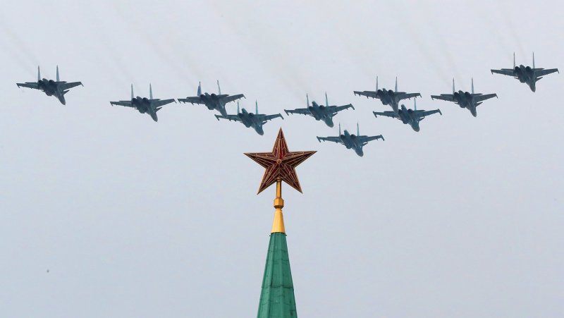 Репетиция авиационной части парада Победы в Москве