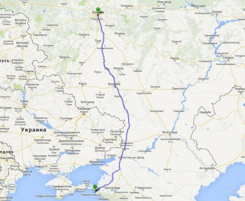 Москва Анапа автодорога карта