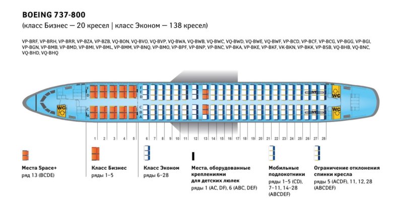 Боинг 737-800 схема салона