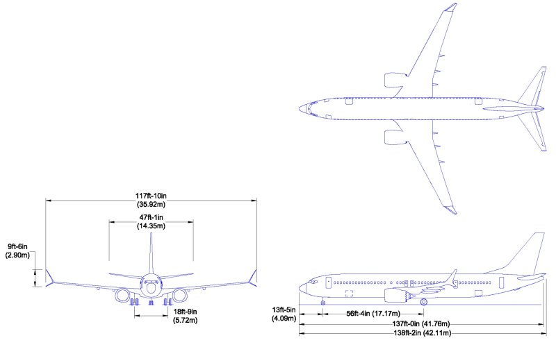 Чертеж самолета Боинг 737