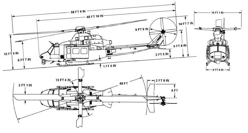 Bell uh-1 Iroquois чертеж