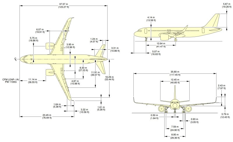Airbus a321 чертеж