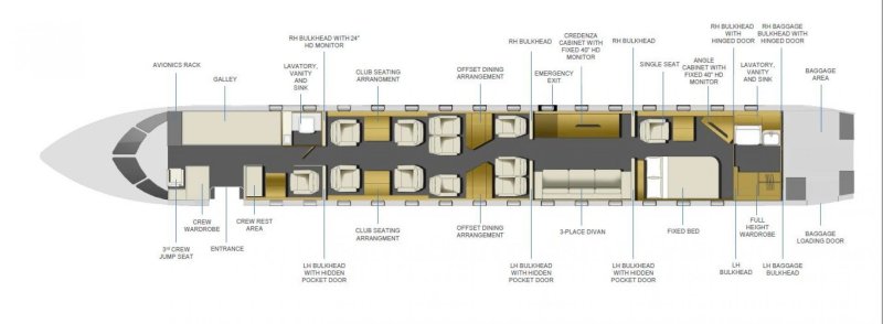 Bombardier Global 6500 салон