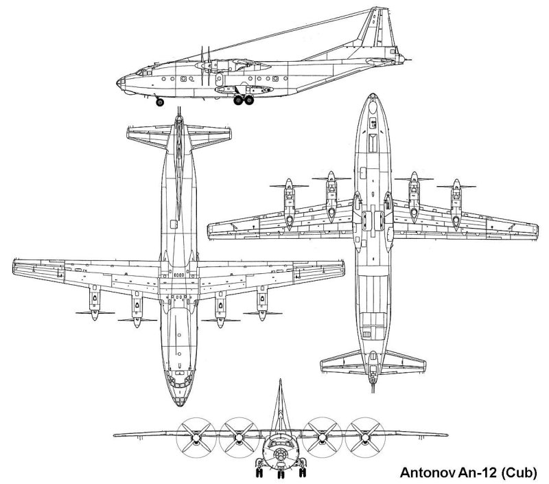 Самолет АН-12 чертеж