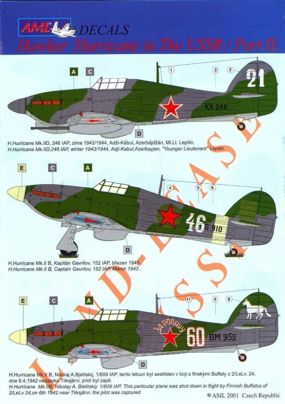 AML amld72010 декали h.Hurricane II 1/72