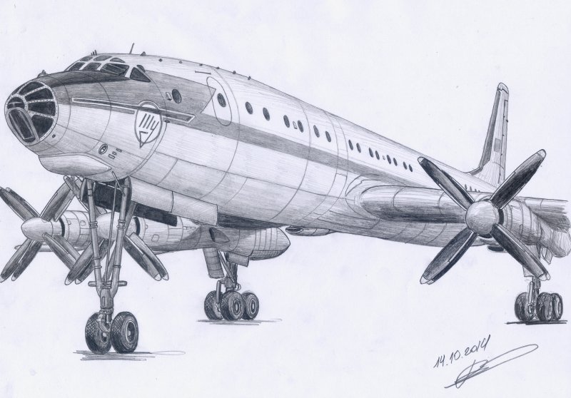 Рисунок самолета ту-114 Туполева