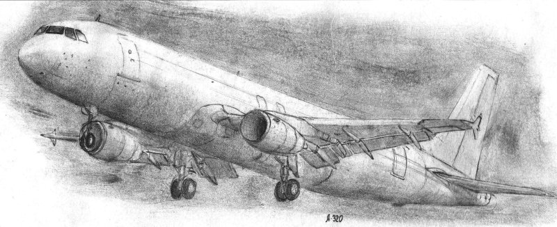 Самолёт рисунок карандашом