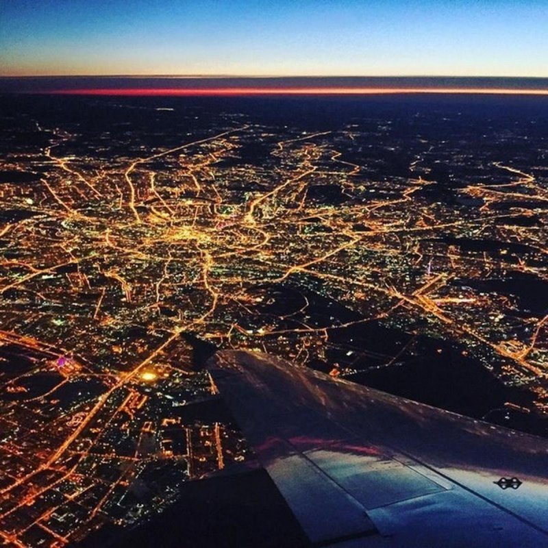 Ночная Москва с самолета