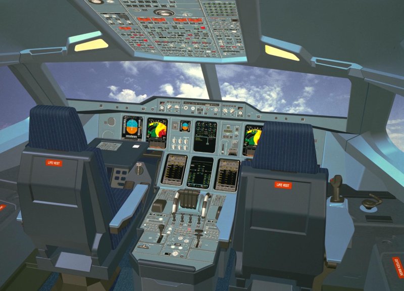 Airbus a380 кабина пилота