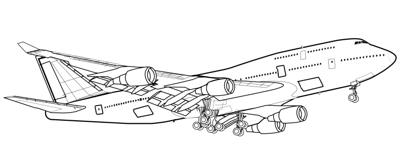 Раскраска самолет Боинг 747 8