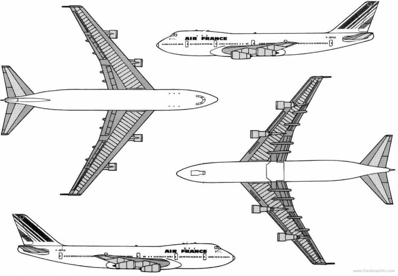 Самолёт Боинг 747-400 чертежи