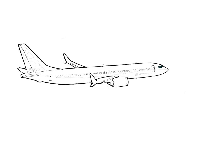 Раскраска самолет Боинг 737 800