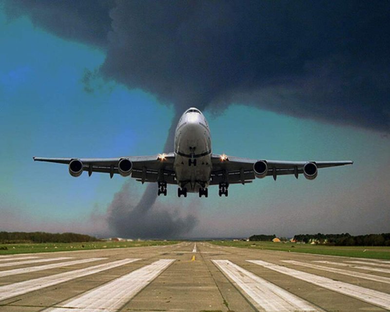 Боинг 747 посадка