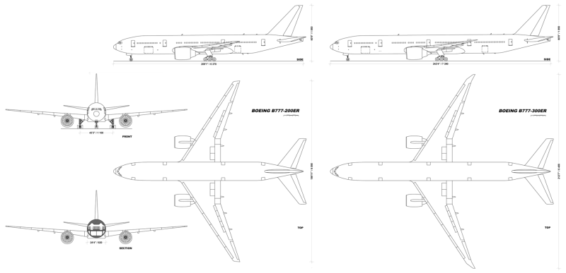 Боинг 777 300 er чертеж