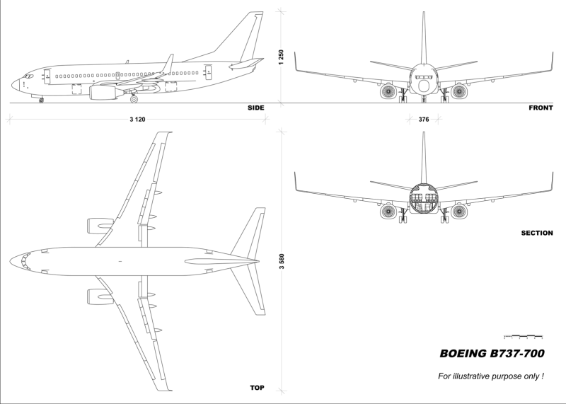 Боинг 737 800 чертеж