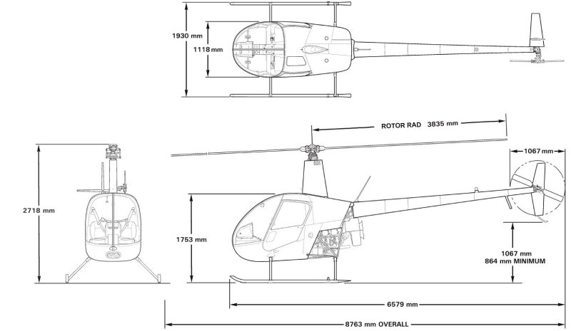 Robinson r44 габариты