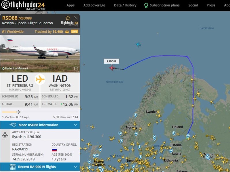 Flightradar24 российский самолет